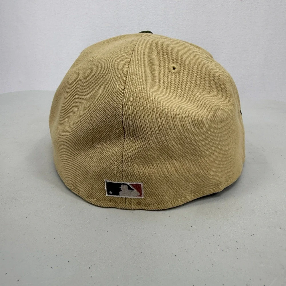 New Era 59FIFTY Fitted Hat‎ Mens Size 8 Tan Green NY Yankees All Star Game Patch